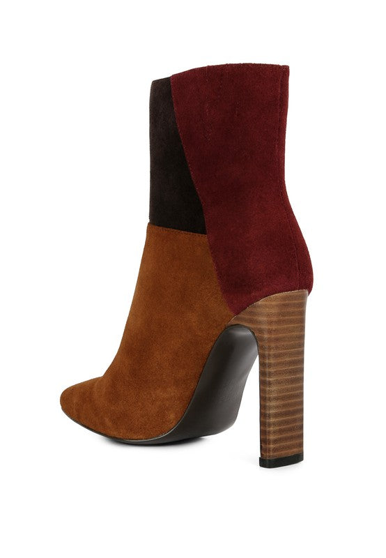 Patchwork Suede Ankle Boots