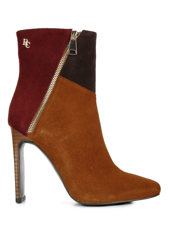 Patchwork Suede Ankle Boots