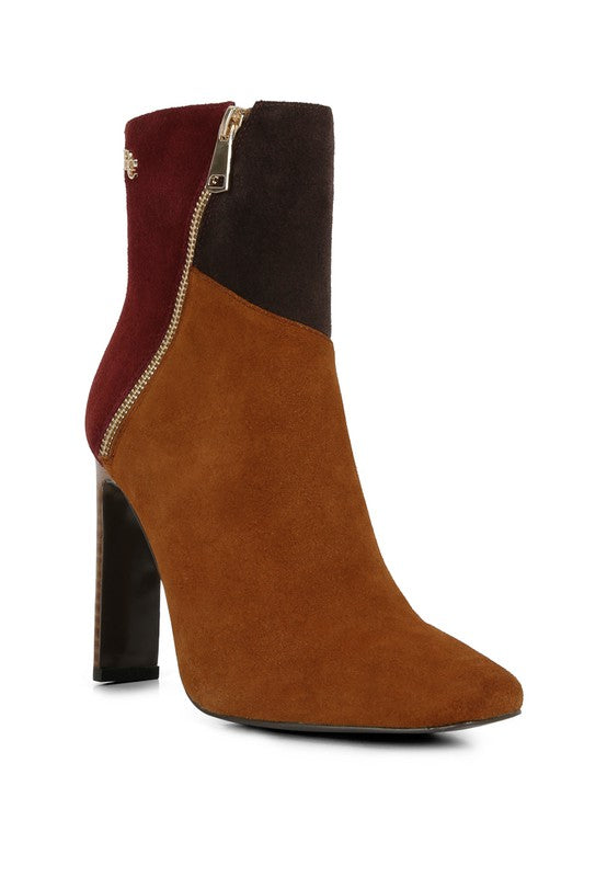 Patchwork Suede Ankle Boots
